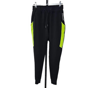 Alphalete Womens Premium V2 Jogger in Black/Volt Athletic Stretch  Tie Waist, S